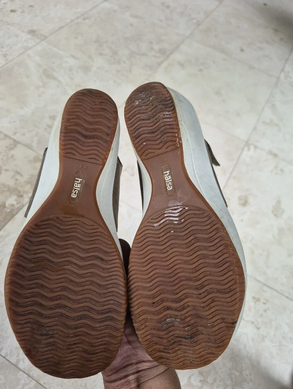 Halsa Chantal Wedge Comfort Sandals, Velcro Strap, Leather Uppers And Footbeds